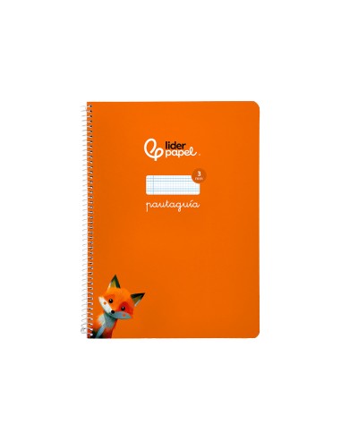 Cuaderno espiral liderpapel di n a4 pautaguia tapa blanda 80h 75 gr cuadro pautado 3mm color naranja