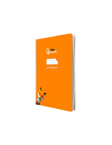 Cuaderno espiral liderpapel di n a4 pautaguia tapa blanda 80h 75 gr cuadro pautado 3mm color naranja