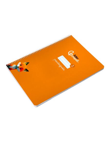 Cuaderno espiral liderpapel di n a4 pautaguia tapa blanda 80h 75 gr cuadro pautado 3mm color naranja