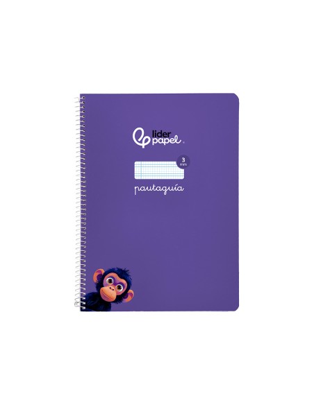 Cuaderno espiral liderpapel di n a4 pautaguia tapa blanda 80h 75 gr cuadro pautado 3mm color lila