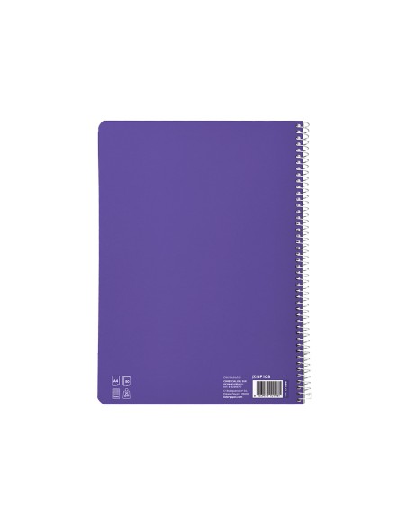 Cuaderno espiral liderpapel di n a4 pautaguia tapa blanda 80h 75 gr cuadro pautado 3mm color lila