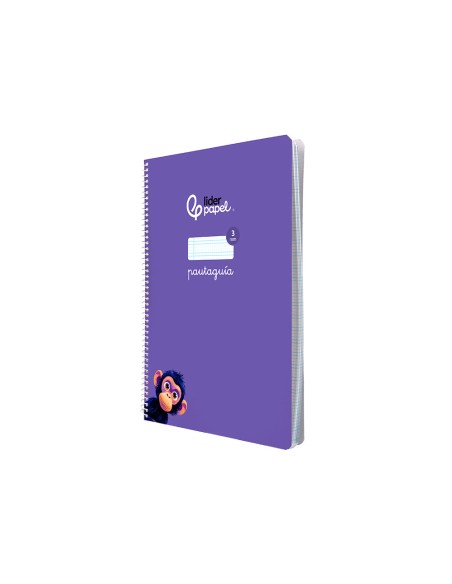 Cuaderno espiral liderpapel di n a4 pautaguia tapa blanda 80h 75 gr cuadro pautado 3mm color lila