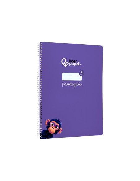 Cuaderno espiral liderpapel di n a4 pautaguia tapa blanda 80h 75 gr cuadro pautado 3mm color lila