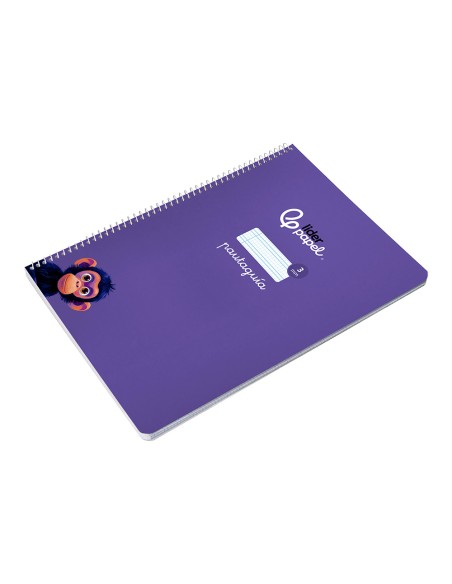 Cuaderno espiral liderpapel di n a4 pautaguia tapa blanda 80h 75 gr cuadro pautado 3mm color lila