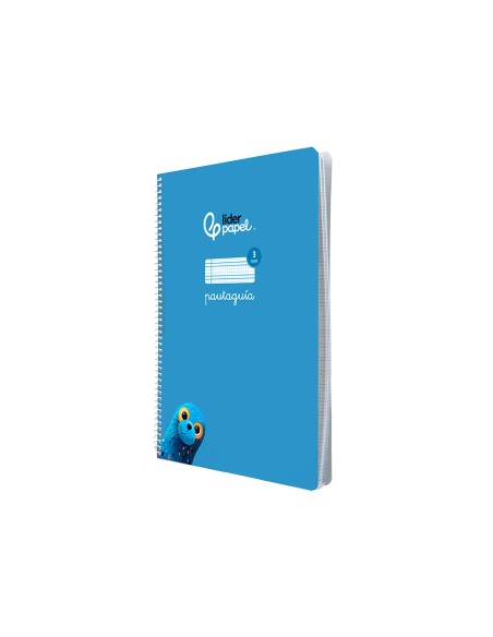 Cuaderno espiral liderpapel di n a4 pautaguia tapa blanda 80h 75 gr cuadro pautado 3mm color azul