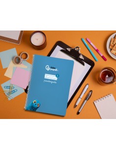 Cuaderno espiral liderpapel di n a4 pautaguia tapa blanda 80h 75 gr cuadro pautado 3mm color azul