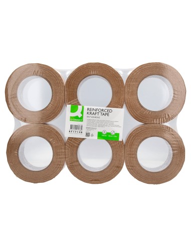 Cinta adhesiva q connect reforzada kraft 50mt x 50 mm para embalaje
