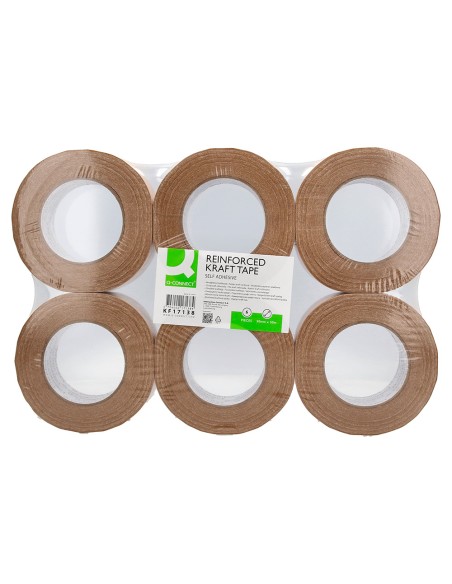 Cinta adhesiva q connect reforzada kraft 50mt x 50 mm para embalaje