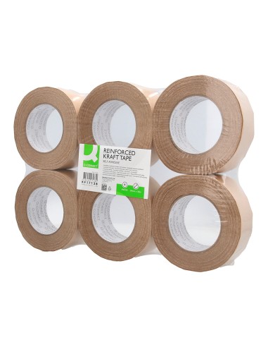 Cinta adhesiva q connect reforzada kraft 50mt x 50 mm para embalaje