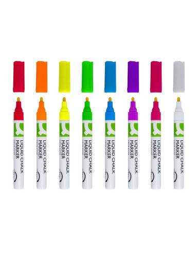 Rotulador q connect tiza liquida punta redonda trazo 3 mm caja de 8 unidades colores surtidos