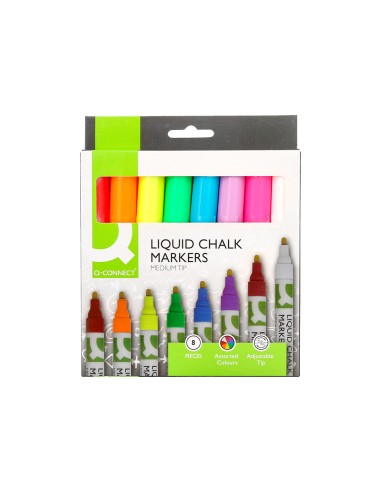 Rotulador q connect tiza liquida punta redonda trazo 3 mm caja de 8 unidades colores surtidos