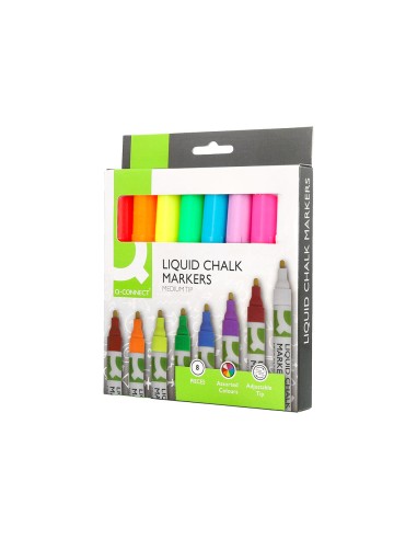 Rotulador q connect tiza liquida punta redonda trazo 3 mm caja de 8 unidades colores surtidos