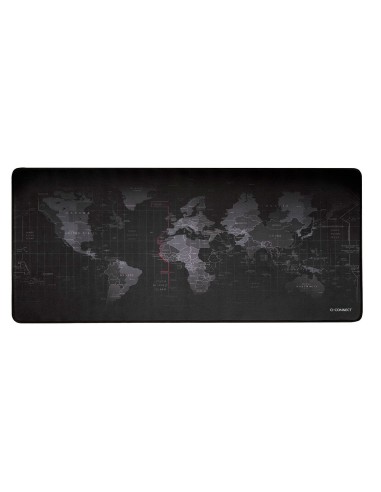Alfombrilla para raton q connect xxl negra con diseno mapa del mundo 900x400 mm