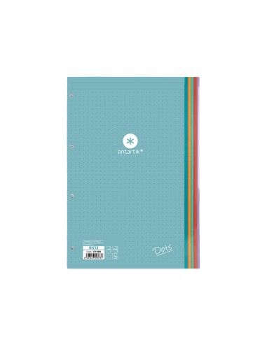 Recambio liderpapel antartik dots a4 100 hojas 90g m2 rayado puntos 4 taladros bandas de 5 colores