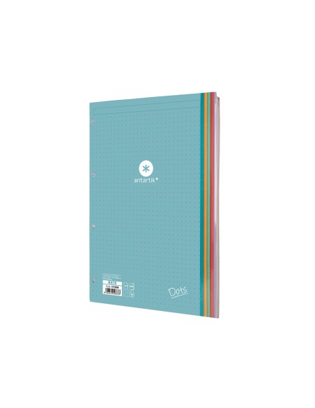 Recambio liderpapel antartik dots a4 100 hojas 90g m2 rayado puntos 4 taladros bandas de 5 colores