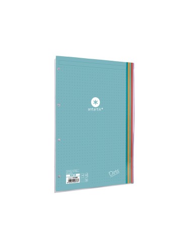 Recambio liderpapel antartik dots a4 100 hojas 90g m2 rayado puntos 4 taladros bandas de 5 colores