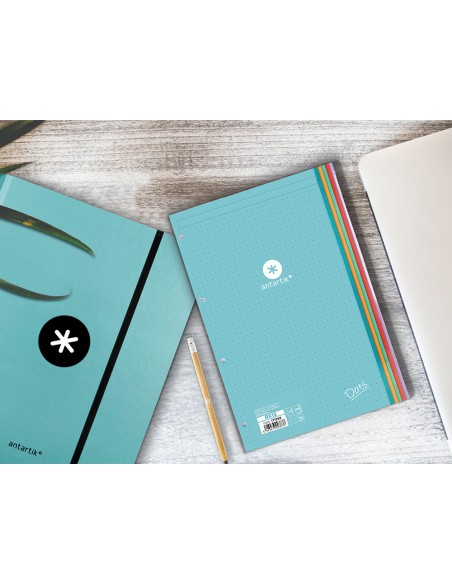 Recambio liderpapel antartik dots a4 100 hojas 90g m2 rayado puntos 4 taladros bandas de 5 colores