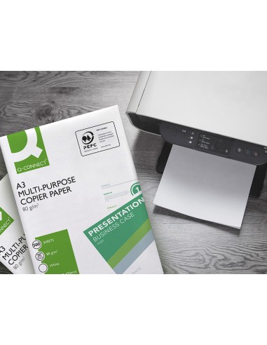 Papel fotocopiadora q connect economy din a3 80 gramos paquete de 500 hojas