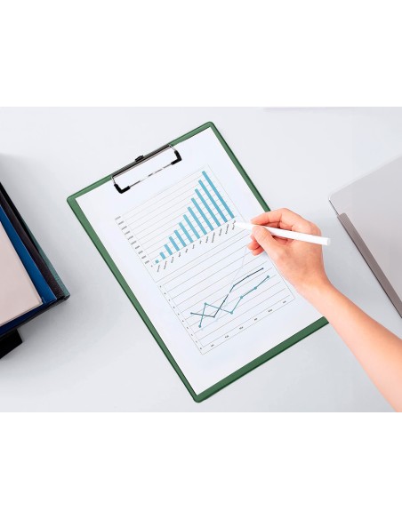 Portanotas q connect plastico 50 reciclado din a4 verde oliva grosor 21mm