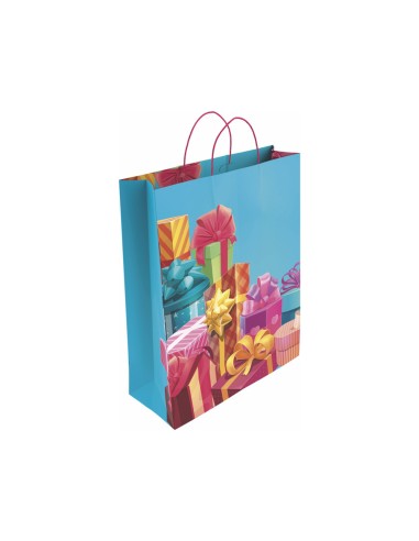 Bolsa para regalo basika papel estucado 160 gr todo ano con asa retorcida tamano l 3214x40 cm