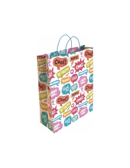Bolsa para regalo basika papel estucado 160 gr todo ano con asa retorcida tamano m 2712x37 cm
