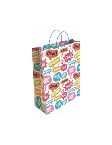 Bolsa para regalo basika papel estucado 160 gr todo ano con asa retorcida tamano s 2410x32 cm