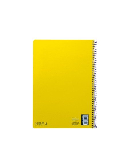 Cuaderno espiral liderpapel din a4 smart tapa blanda 80h 75gr cuadro 4mm con margen color amarillo