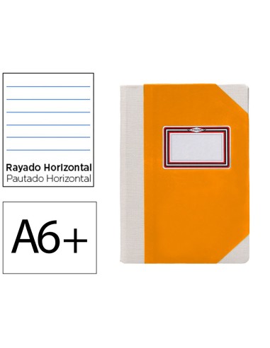Libro cartone cosido fernandes flecha din a6 rayado horizontal 50 hojas 100 gr naranja