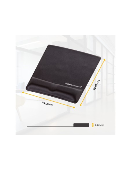 Alfombrilla para raton fellowes canal health v negra con reposamunecas de gel 222x2096x251 mm