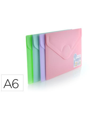 Carpeta office box dossier v lock din a6 cierre velcro colores pastel surtidos