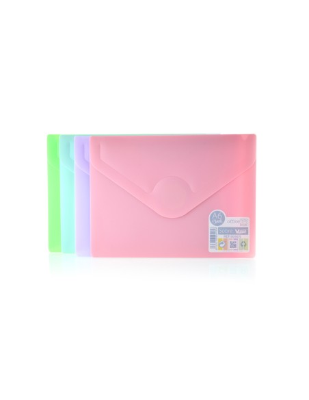Carpeta office box dossier v lock din a6 cierre velcro colores pastel surtidos