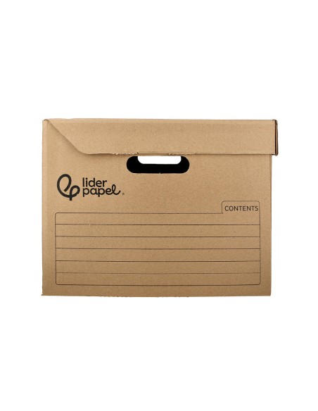 Cajon contenedor liderpapel carton manual para 3 cajas archivo def folio 3 archivadores a z 387x333x260mm