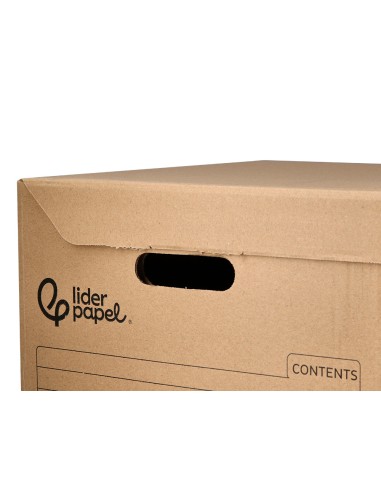 Cajon contenedor liderpapel carton manual para 3 cajas archivo def folio 3 archivadores a z 387x333x260mm