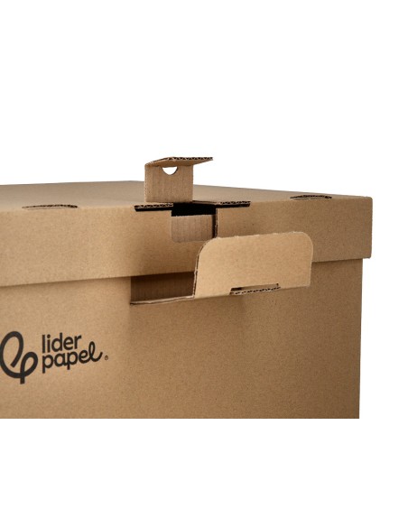 Cajon contenedor liderpapel carton manual para 3 cajas archivo def folio 3 archivadores a z 387x333x260mm