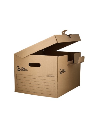 Cajon contenedor liderpapel carton manual para 3 cajas archivo def folio 3 archivadores a z 387x333x260mm