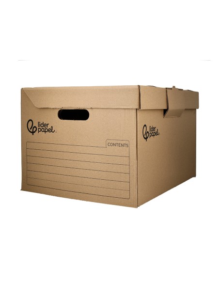 Cajon contenedor liderpapel carton manual para 5 cajas archivo def folio 6 archivadores a z 540x410x300mm