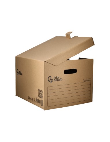 Cajon contenedor liderpapel carton manual para 5 cajas archivo def folio 6 archivadores a z 540x410x300mm