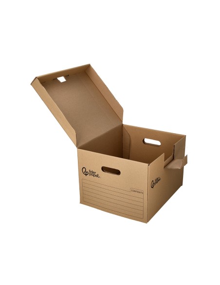 Cajon contenedor liderpapel carton manual para 5 cajas archivo def folio 6 archivadores a z 540x410x300mm