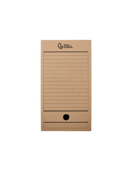 Caja archivo definitivo liderpapel folio doble ancho carton reciclado 400g m2 lomo 200 mm kraft 367x200x251 mm