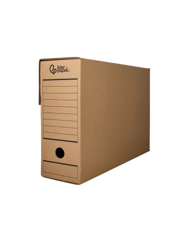 Caja archivo definitivo liderpapel folio prolongado carton reciclado 325g m2 lomo 116 mm kraft 388x116x275 mm