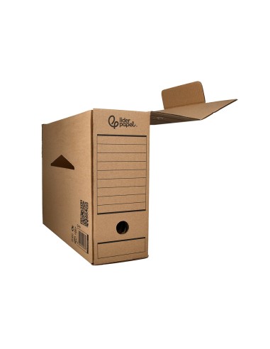 Caja archivo definitivo liderpapel folio prolongado carton reciclado 325g m2 lomo 116 mm kraft 388x116x275 mm