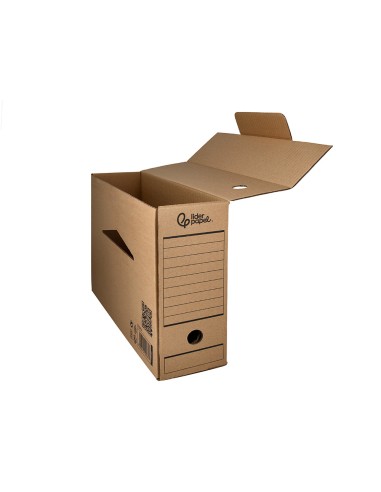 Caja archivo definitivo liderpapel folio prolongado carton reciclado 325g m2 lomo 116 mm kraft 388x116x275 mm