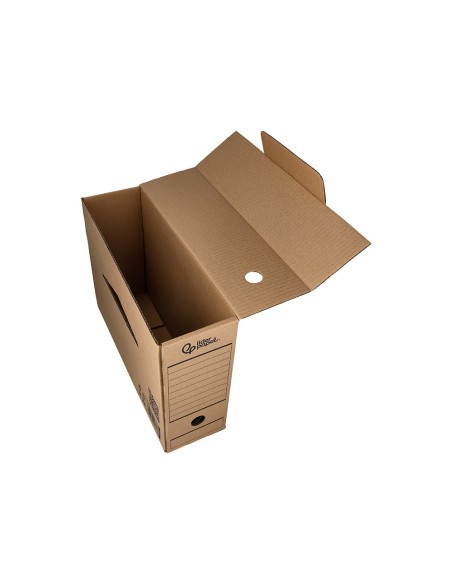 Caja archivo definitivo liderpapel folio prolongado carton reciclado 325g m2 lomo 116 mm kraft 388x116x275 mm