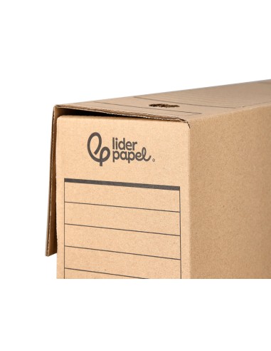 Caja archivo definitivo liderpapel folio prolongado carton reciclado 325g m2 lomo 116 mm kraft 388x116x275 mm