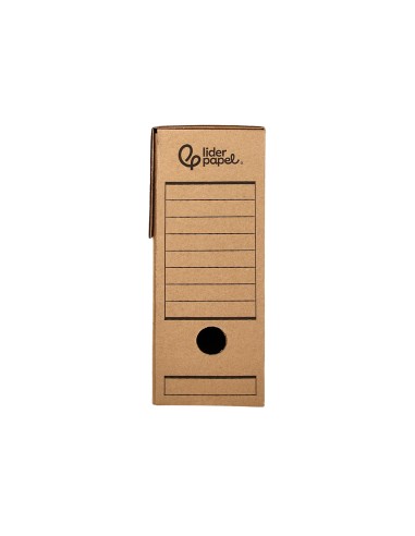 Caja archivo definitivo liderpapel folio carton reciclado 325g m2 lomo 100 mm kraft 365x100x251 mm