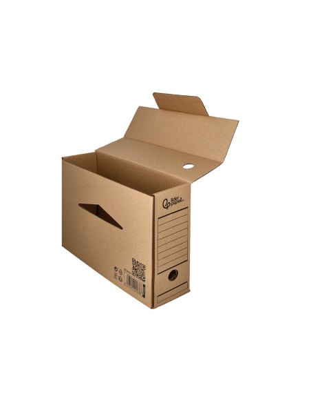 Caja archivo definitivo liderpapel folio carton reciclado 325g m2 lomo 100 mm kraft 365x100x251 mm