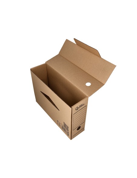 Caja archivo definitivo liderpapel folio carton reciclado 325g m2 lomo 100 mm kraft 365x100x251 mm