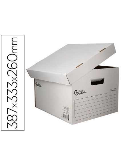 Cajon contenedor liderpapel carton automatico para 3 cajasarchivo def folio 4 archivadores a z 387x333x260mm