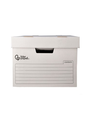 Cajon contenedor liderpapel carton automatico para 3 cajasarchivo def folio 4 archivadores a z 387x333x260mm