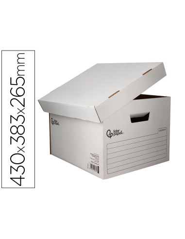 Cajon contenedor liderpapel carton automatico para 4 cajasarchivo def folio 5 archivadores a z 430x383x265mm